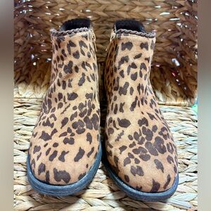 Leopard Print Suede Ankle Boots - Brown & Black
